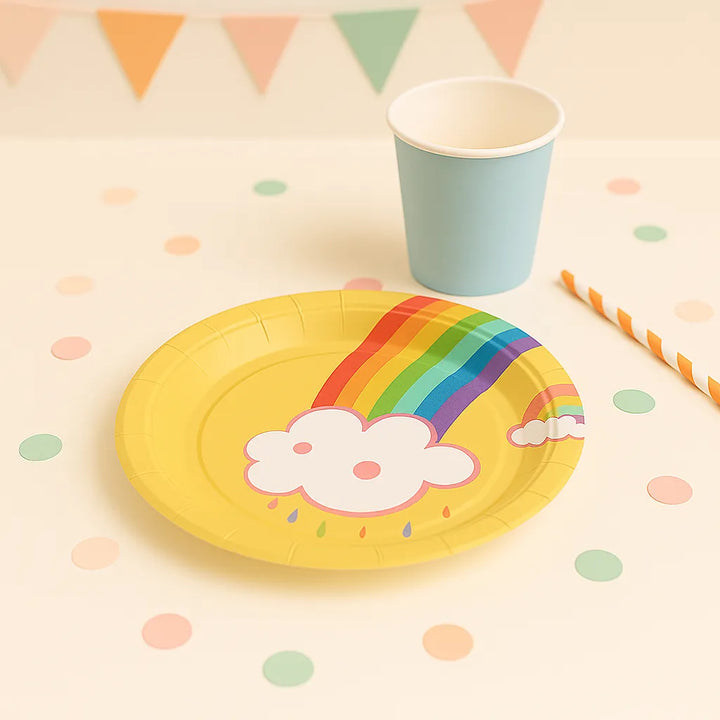 Assiette Anniversaire Beige Arc-en-ciel