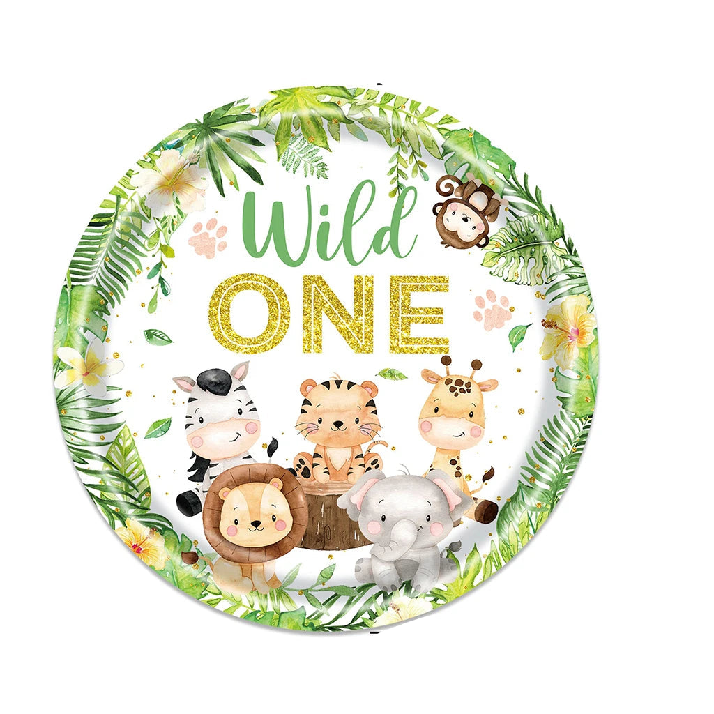 Assiette Anniversaire Jungle Papier