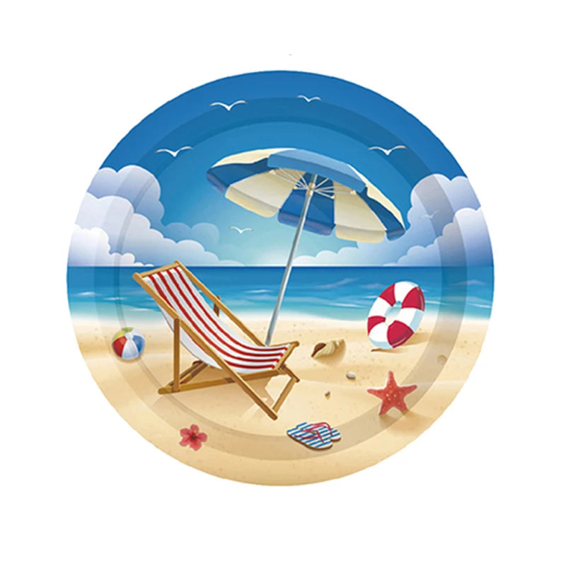 Assiette Anniversaire Plage Papier