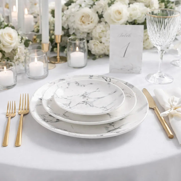 Assiette Blanche Marbrée