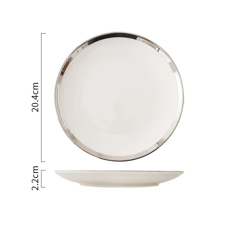 Assiette Céramique Blanc et Argenté Classe
