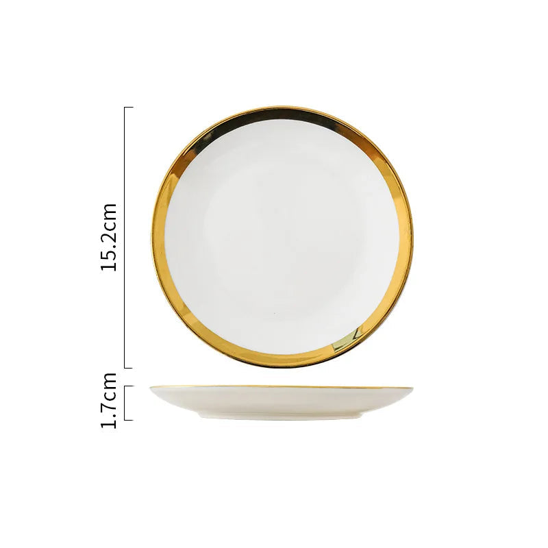 Assiette Céramique Blanc et Doré Belle