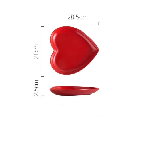Assiette Cœur Rouge en Céramique Design