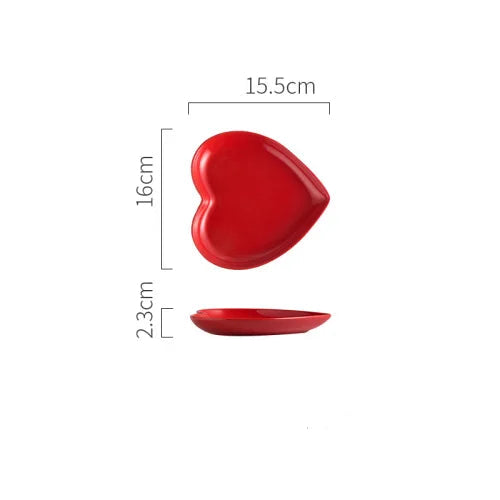 Assiette Cœur Rouge en Céramique Stylé