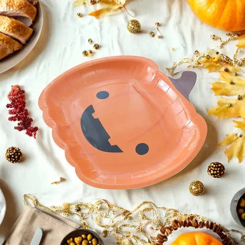 Assiette Citrouille Souriante Orange
