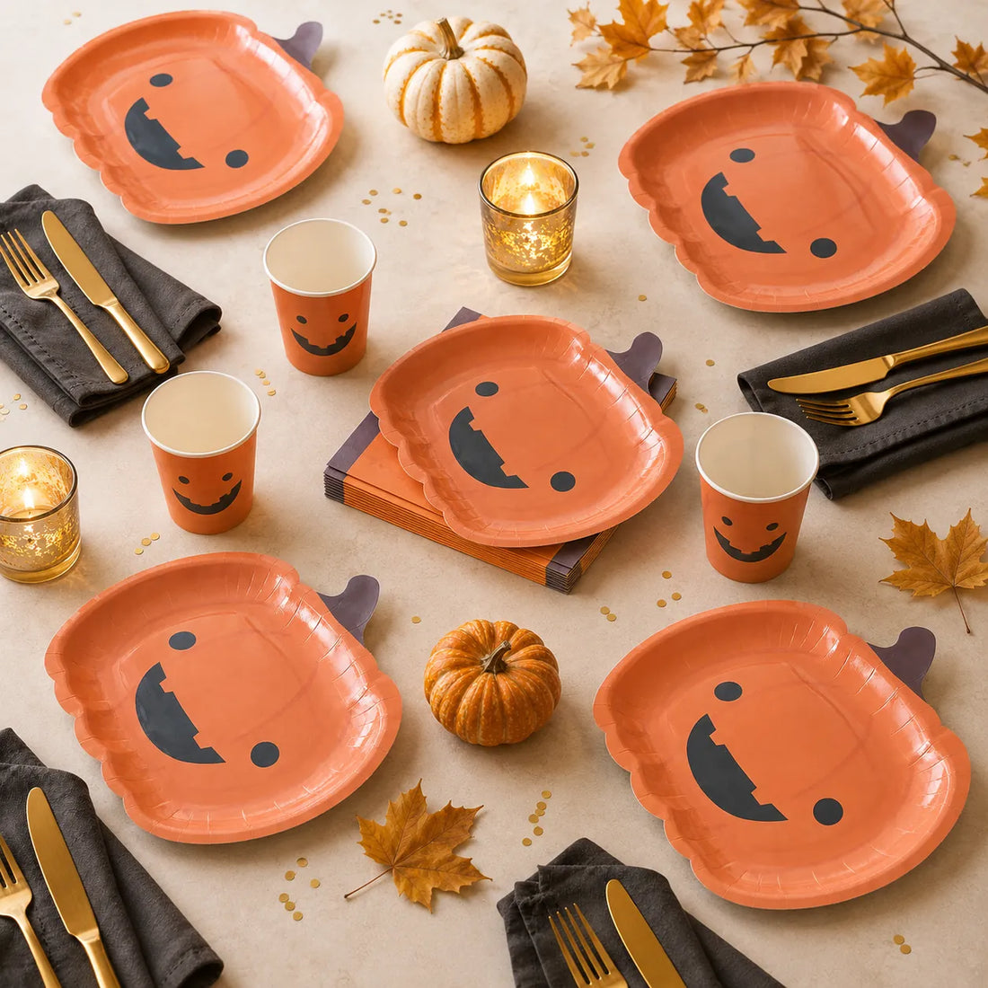 Assiette Citrouille Souriante Orange Belle