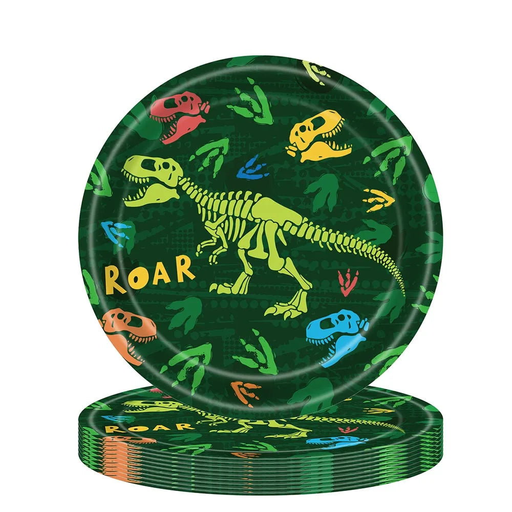Assiette Dinosaure Vert Papier