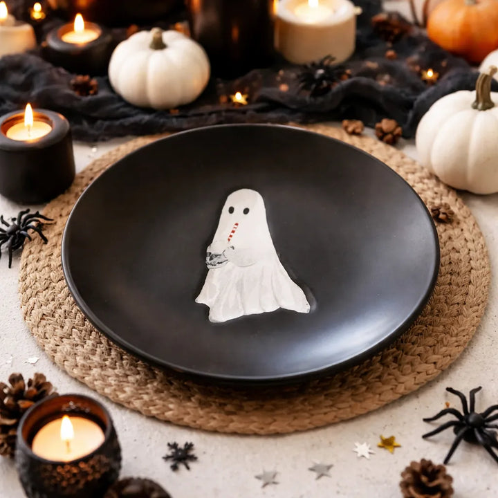 Assiette Fantôme Halloween en Plastique