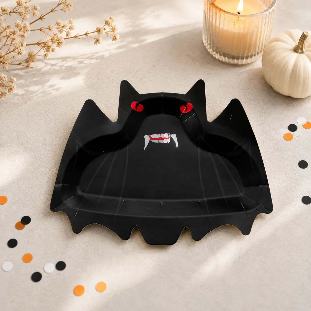 Assiette Halloween Chauve-Souris Noir Pratique
