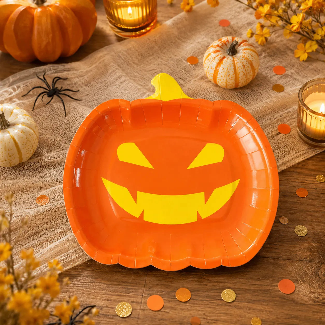 Assiette Halloween Citrouille Orange