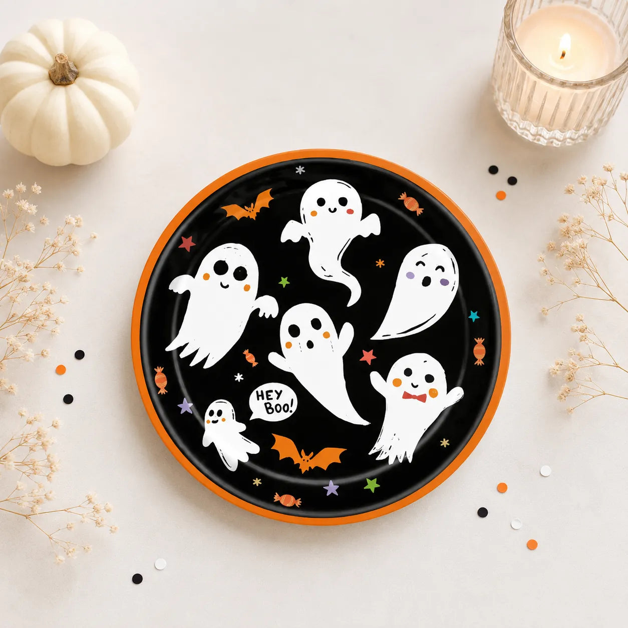 Assiette Halloween Fantôme Pratique
