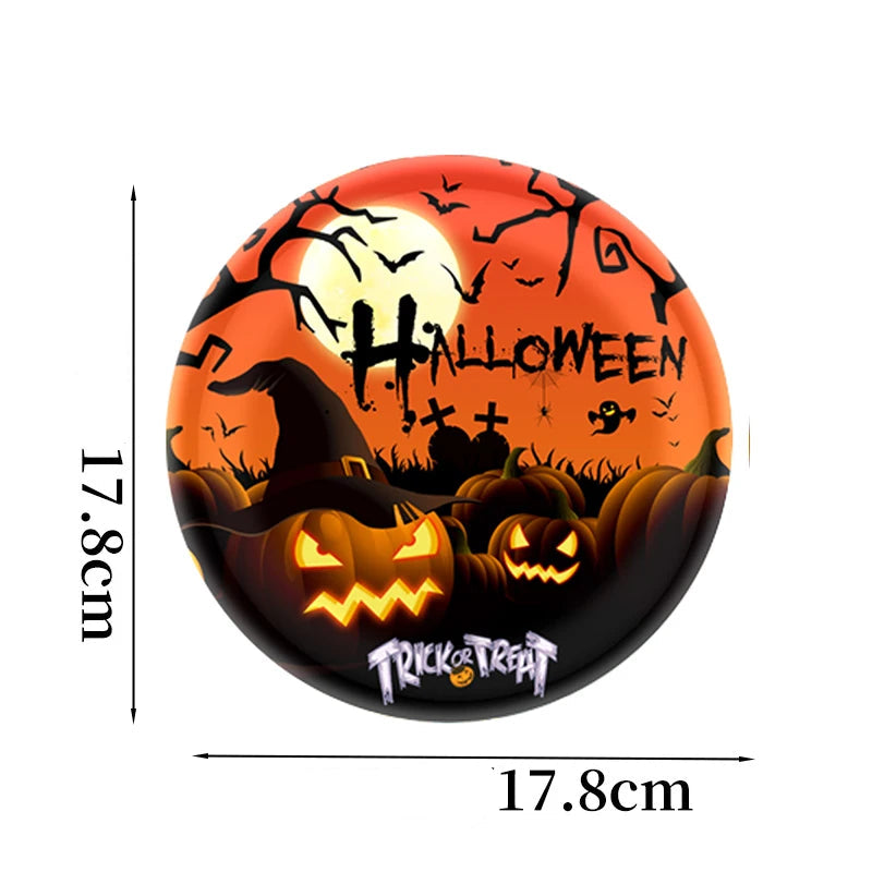 Assiette Halloween Orange Citrouilles Unique