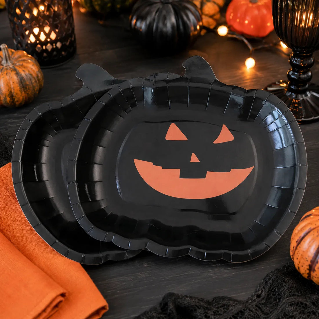 Assiette Halloween en Forme de Citrouille Effrayante