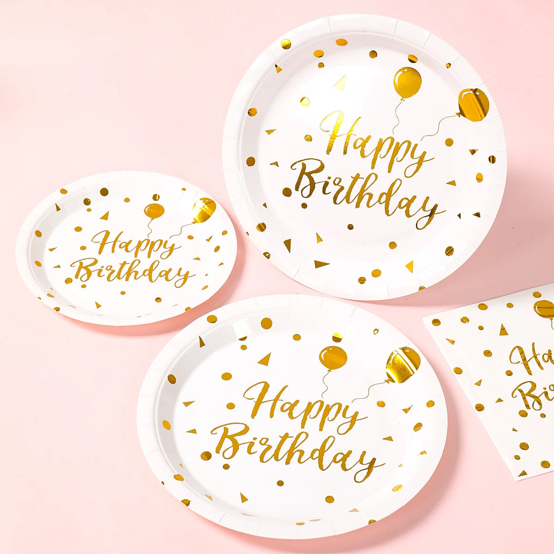 Assiette Happy Birthday Blanche et Or