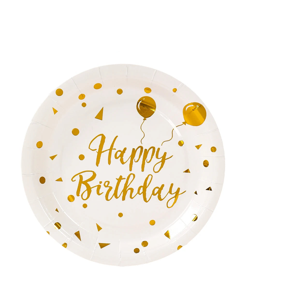 Assiette Happy Birthday Blanche et Or Résistante