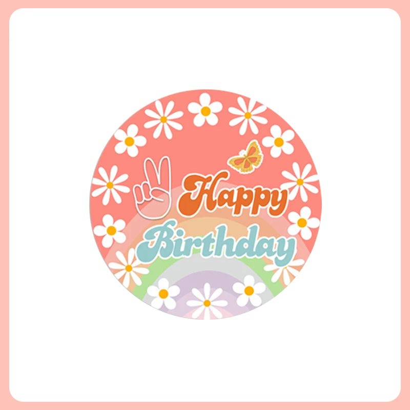 Assiette Happy Birthday Fleuri Rose