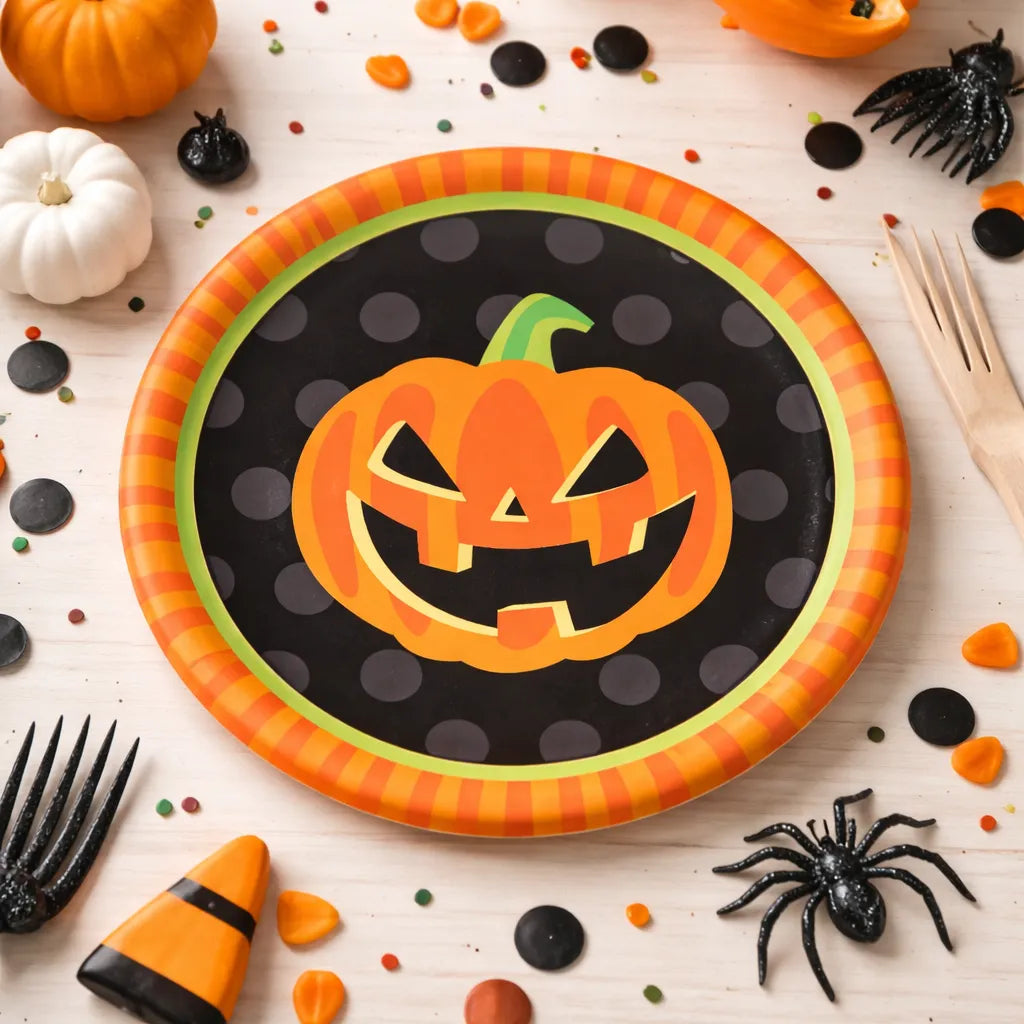 Assiette Imprimé Citrouille Halloween