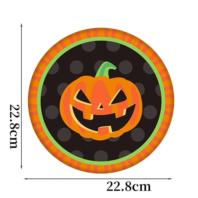 Assiette Imprimé Citrouille Halloween Unique