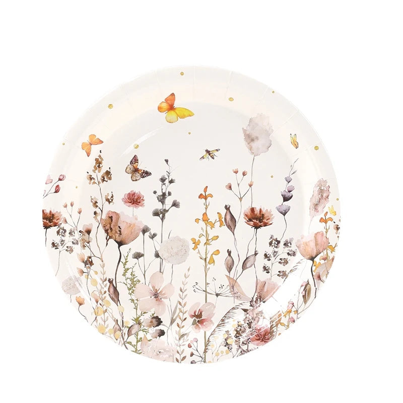 Assiette Jetable Ambiance Printanière Fleuri