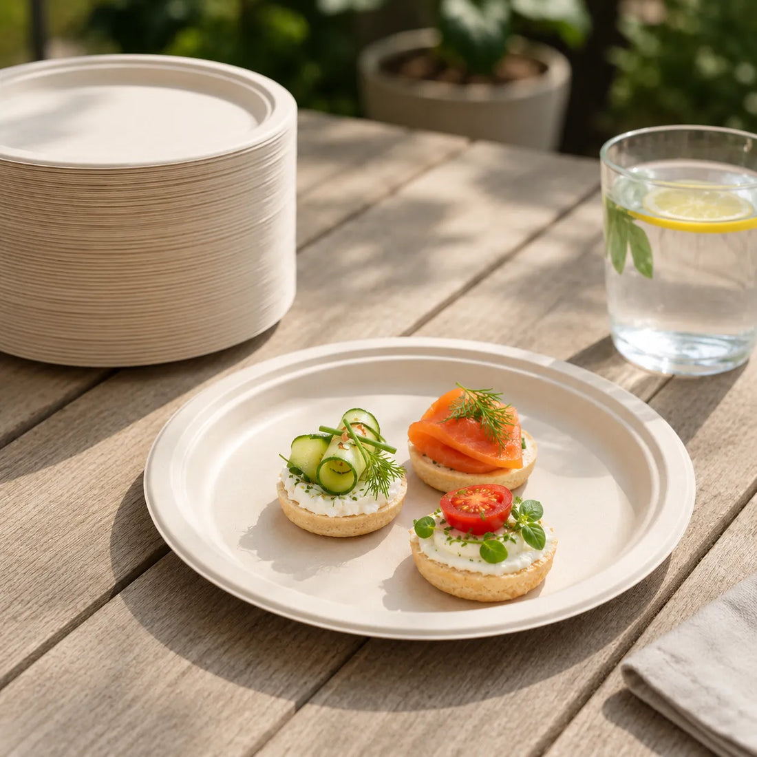 Assiette Jetable Beige en Papier Festive