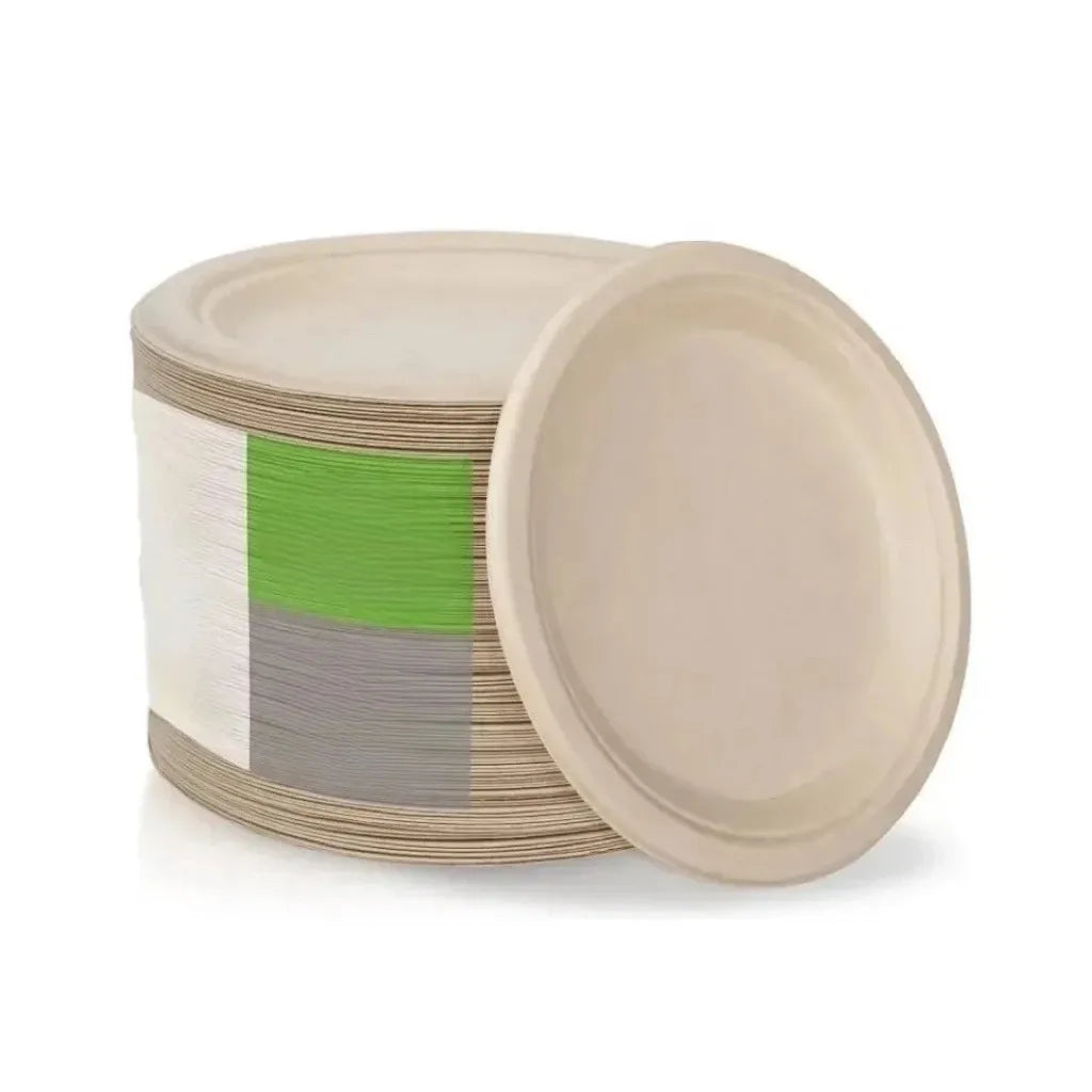 Assiette Jetable Beige en Papier Uni 18 cm