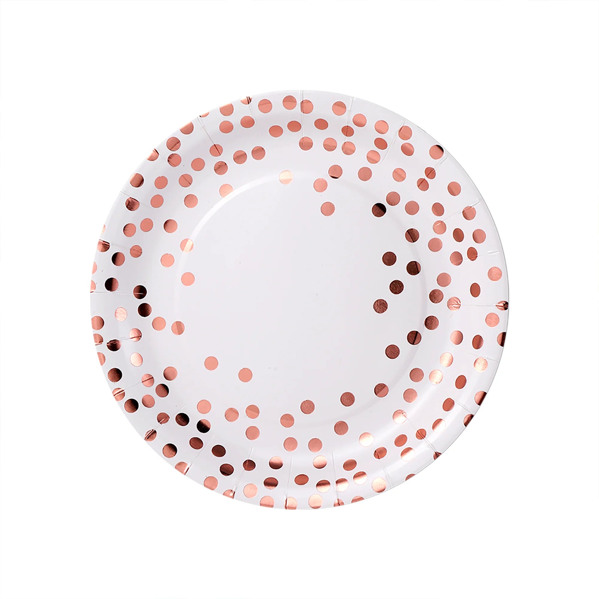Assiette Jetable Blanc et Rose Gold