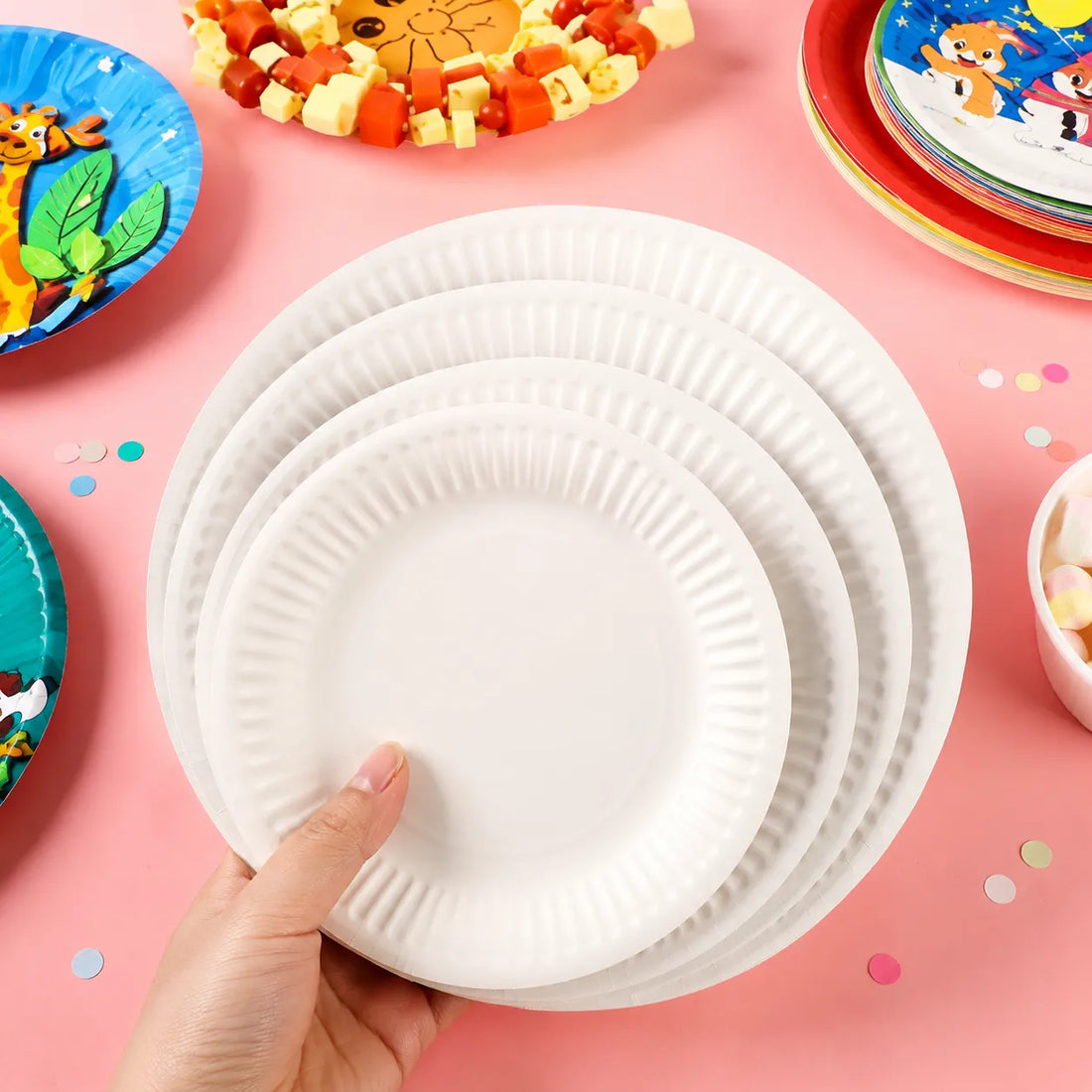 Assiette Jetable Blanche Classique Festive