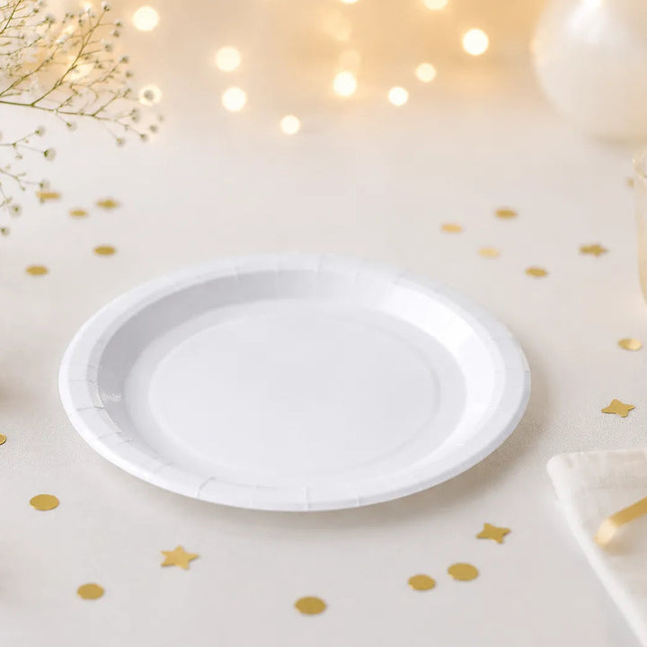 Assiette Jetable Blanche Epuré Festive