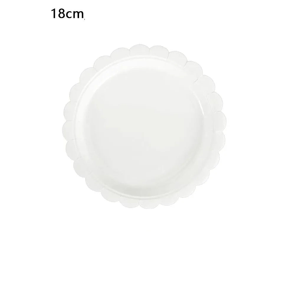 Assiette Jetable Blanche Unie en Dentelle Originale