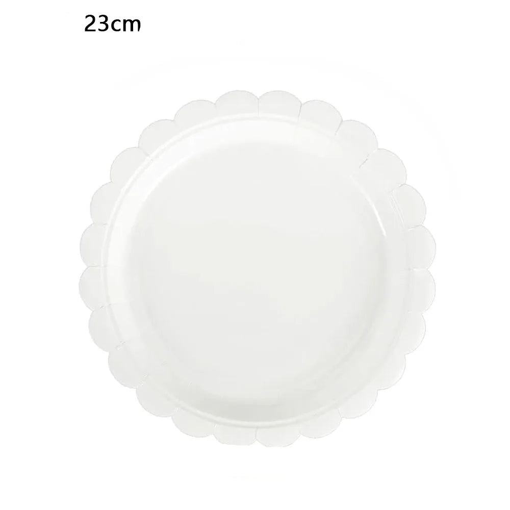 Assiette Jetable Blanche Unie en Dentelle Unique