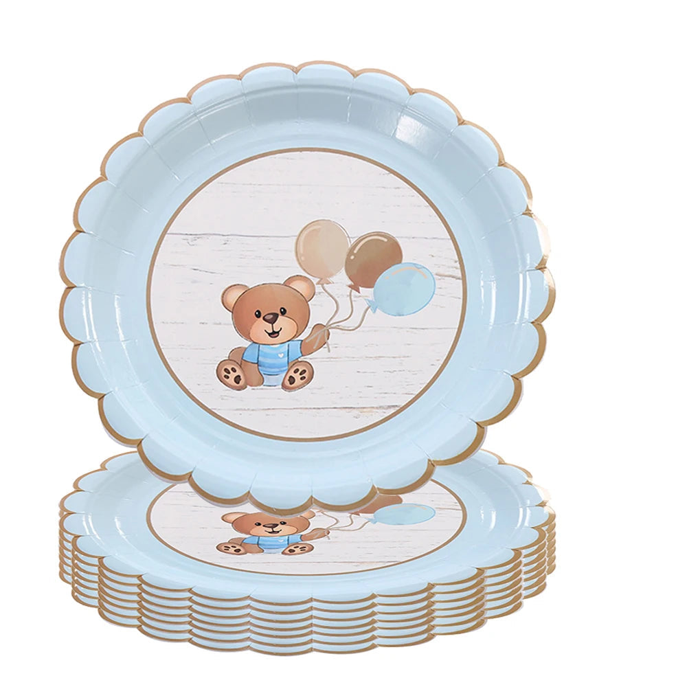 Assiette Jetable Bleu Petit Ours