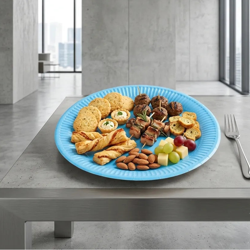 Assiette Jetable Bleue Ciel Festive