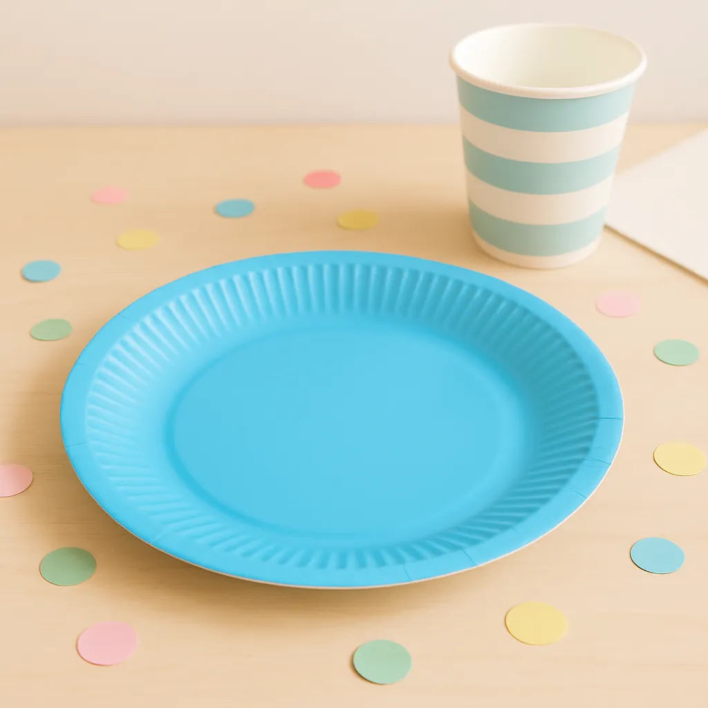 Assiette Jetable Bleue Ciel Uni