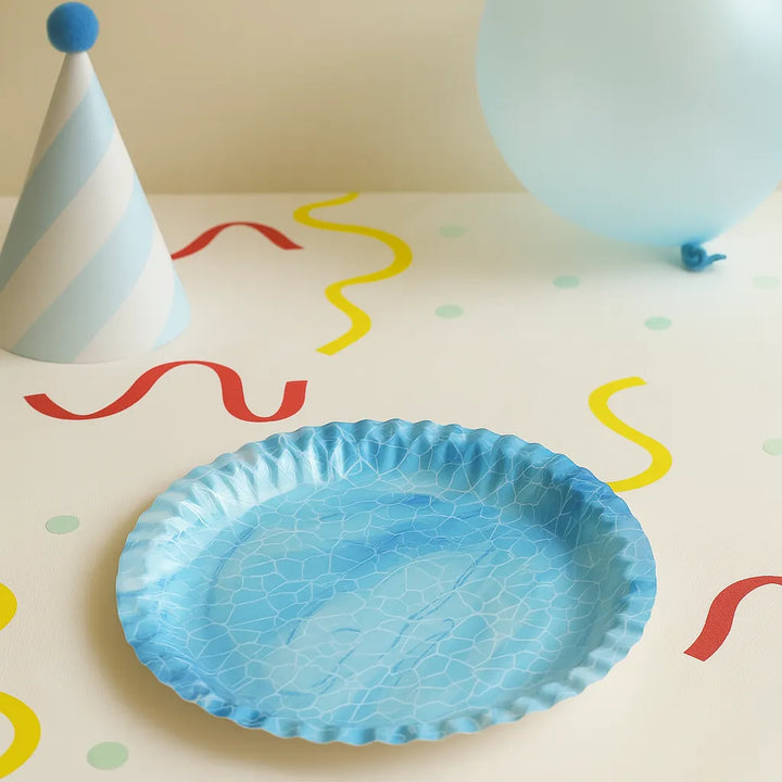 Assiette Jetable Bleue Effet Glacé