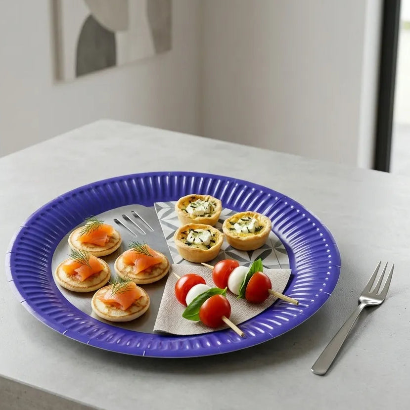 Assiette Jetable Bleue Foncée Festive