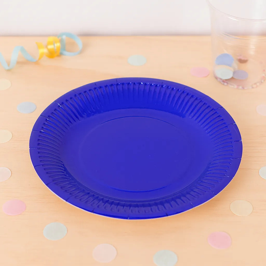 Assiette Jetable Bleue Foncée Uni