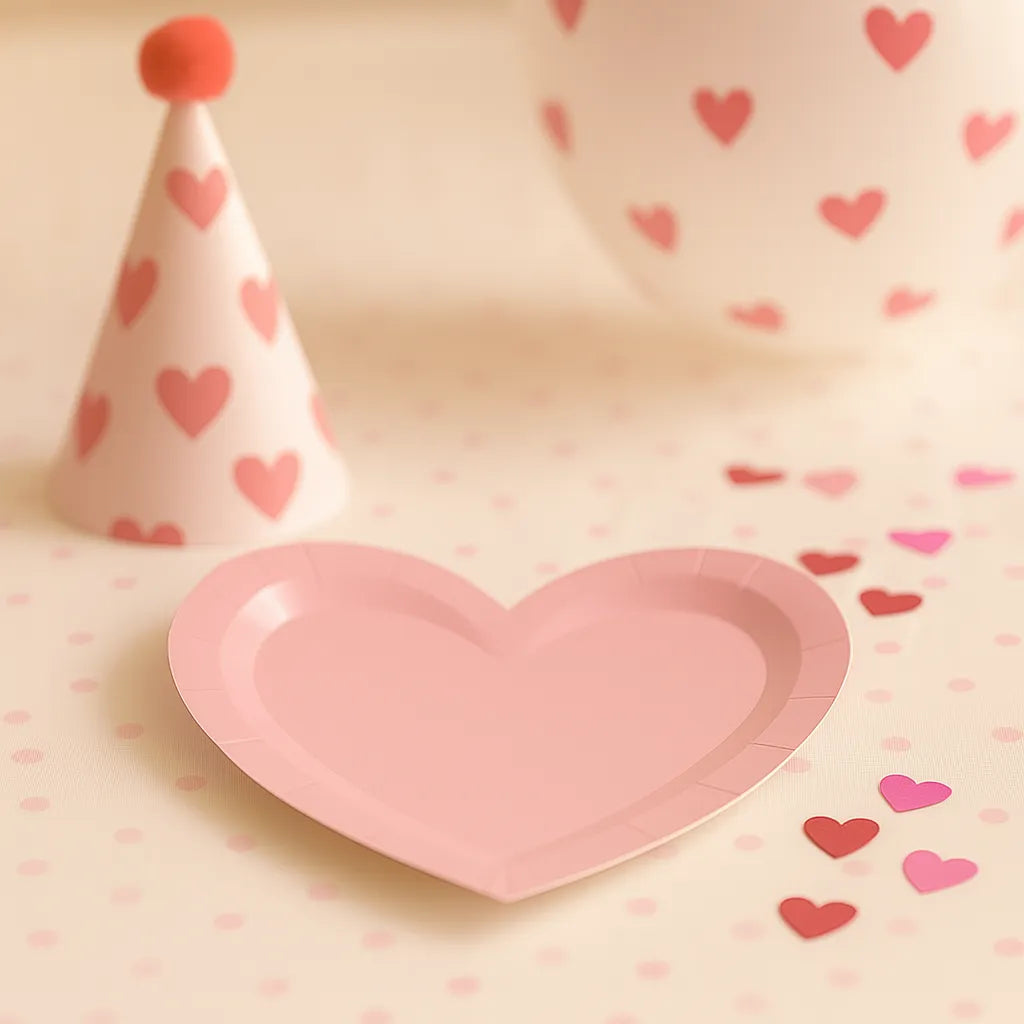 Assiette Jetable Cœur Rose