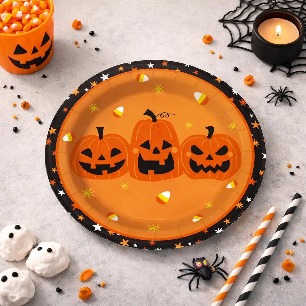 Assiette Jetable Citrouilles Halloween