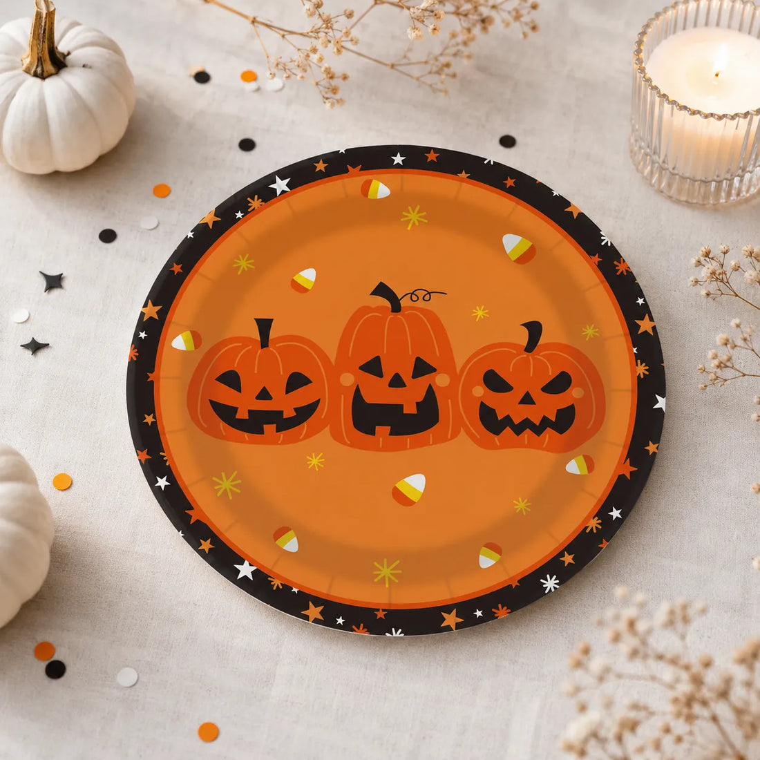 Assiette Jetable Citrouilles Halloween Pratique