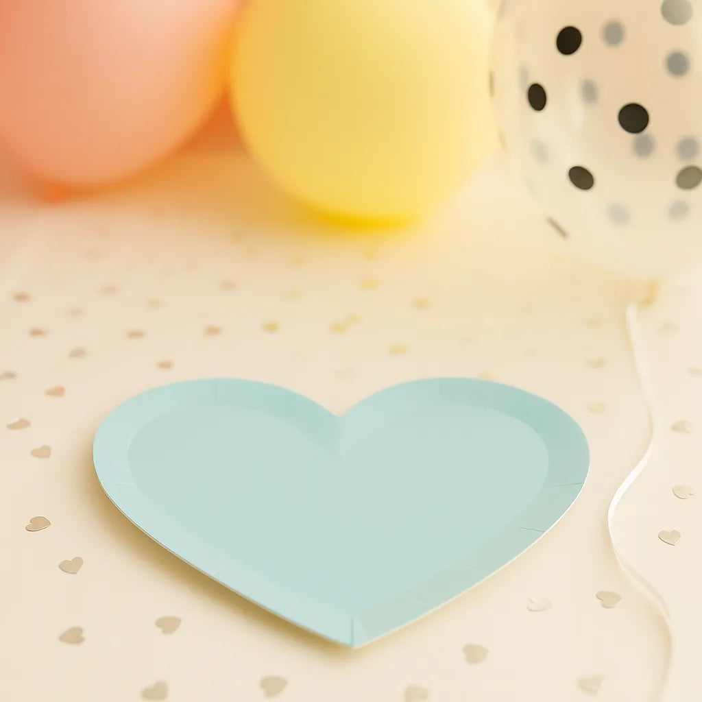 Assiette Jetable Coeur Bleue