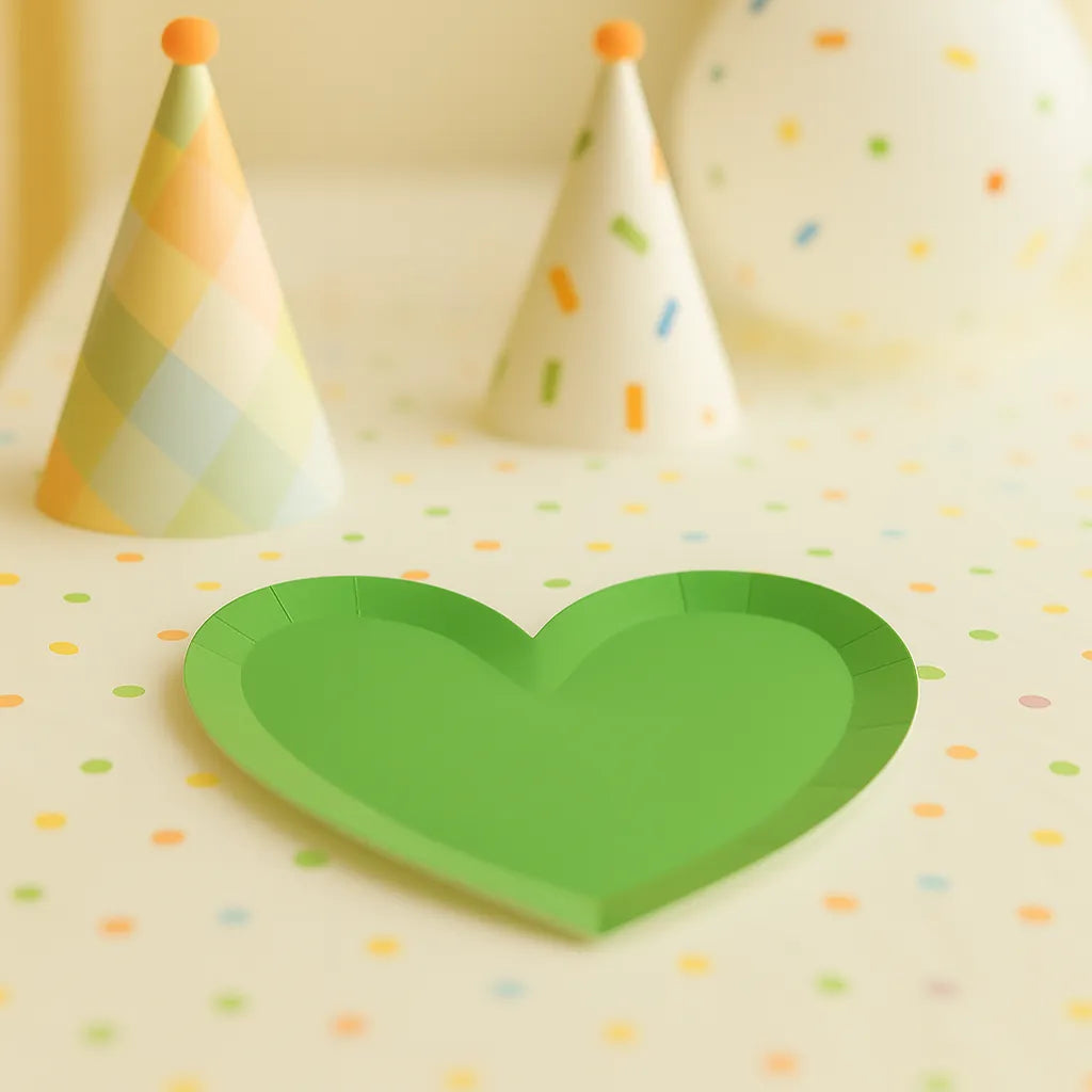 Assiette Jetable Coeur Verte