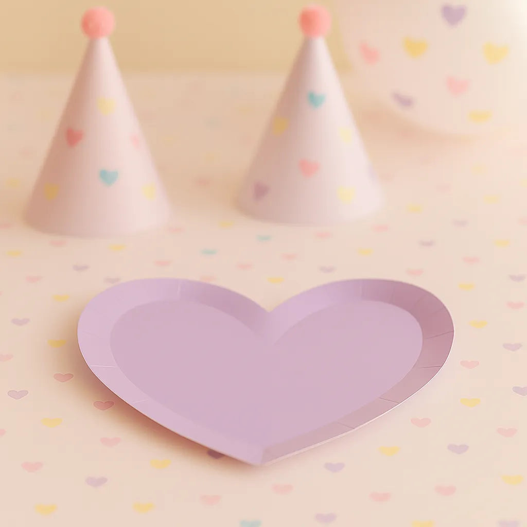 Assiette Jetable Coeur Violette
