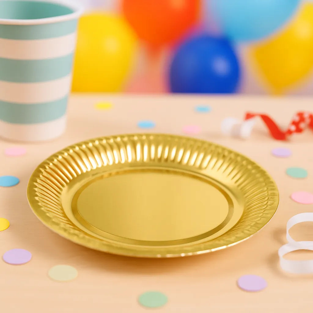 Assiette Jetable Dorée Brillant