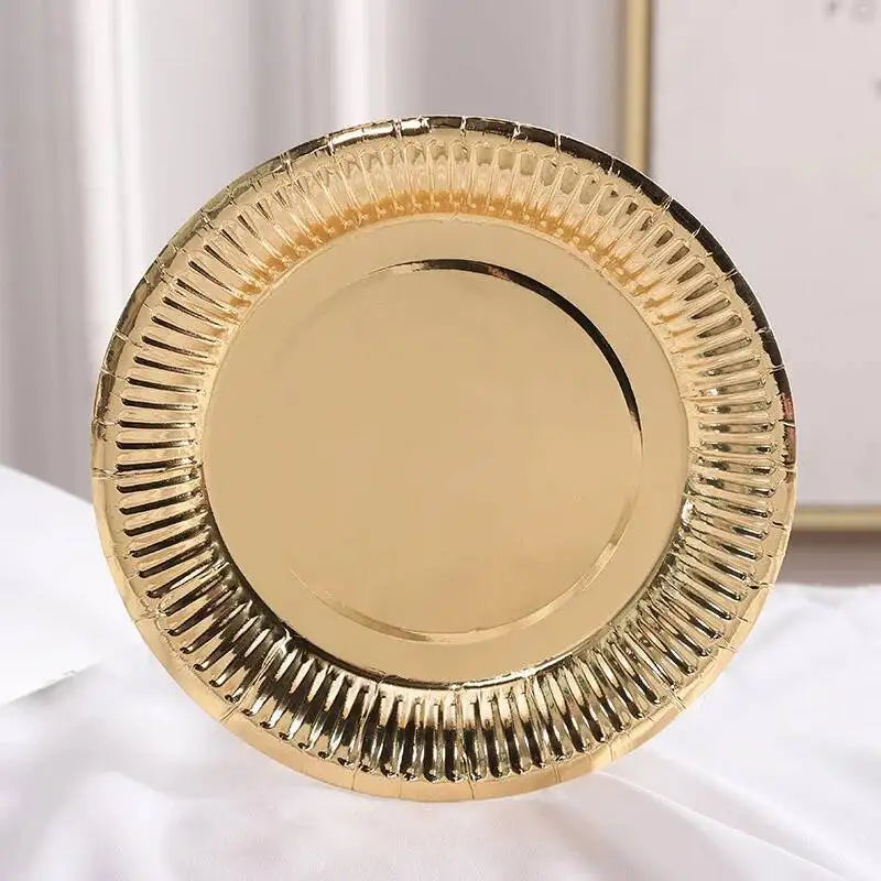 Assiette Jetable Dorée Métallisé