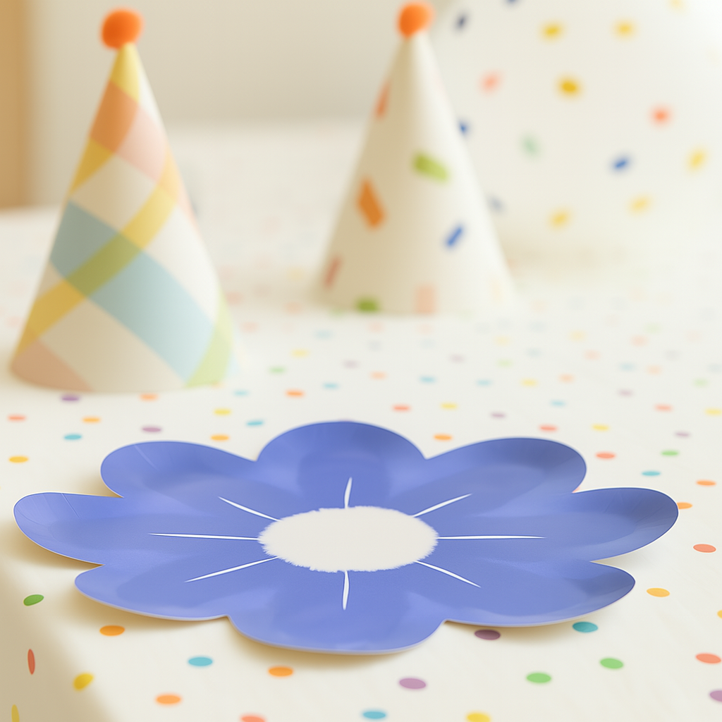 Assiette Jetable Fleur Bleue