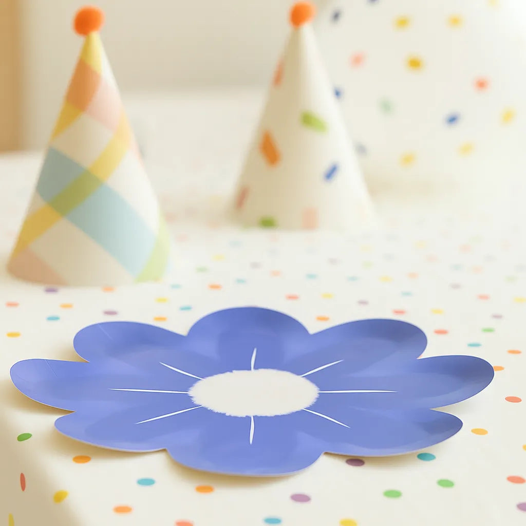 Assiette Jetable Fleur Bleue