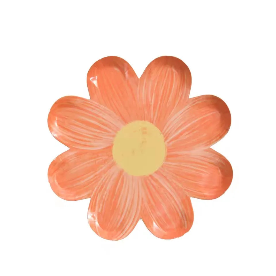 Assiette Jetable Fleur Orange