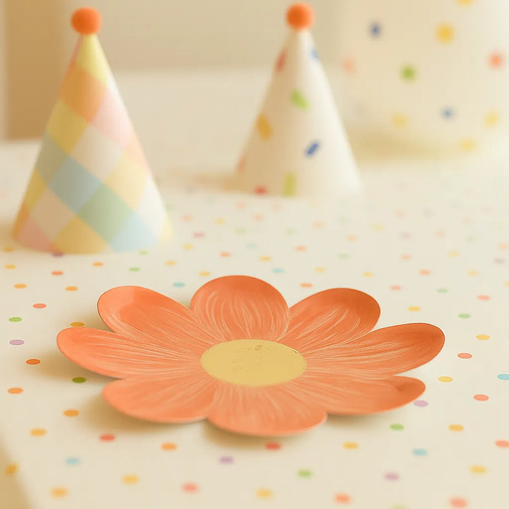 Assiette Jetable Fleur Orange