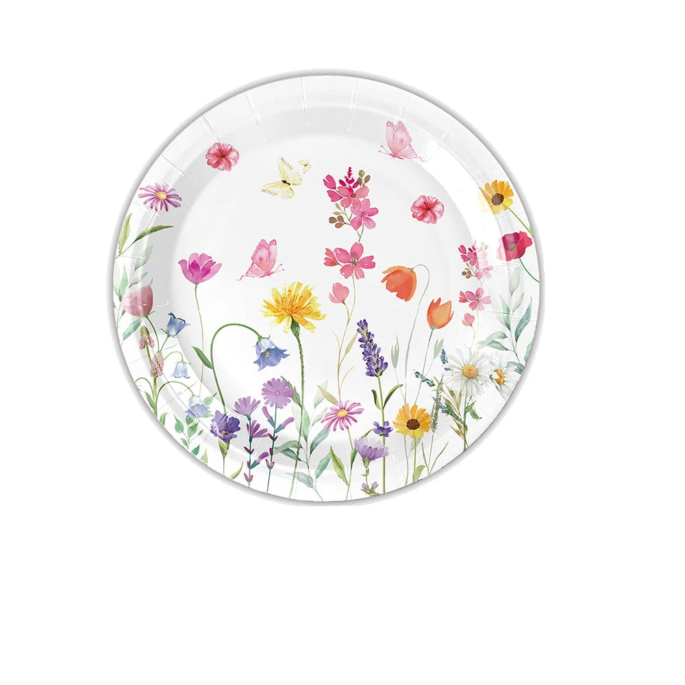 Assiette Jetable Fleurie Blanc