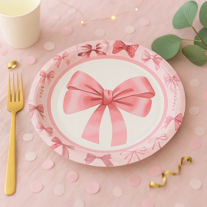 Assiette Jetable Girly à Noeud
